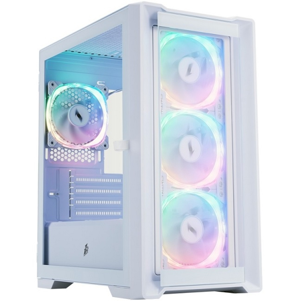 Корпус Mini-Tower 1STPLAYER TRILOBITE T4-G GLASS ARGB, Micro-ATX, белый (T4-G-WH-4FS7-W)