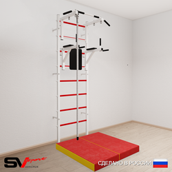 Шведская стенка Sv Sport усиленная 6704 (Турник стандарт/Брусья/Канат/Мат 1м)