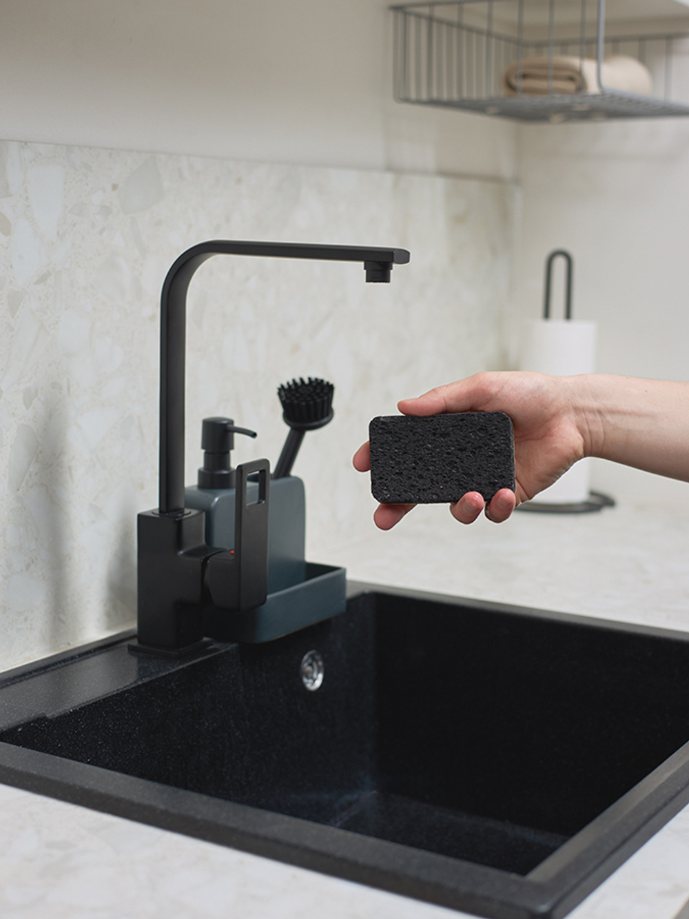 Набор губок для посуды из целлюлозы и кокосового волокна Eco Sponge черные | 6шт
