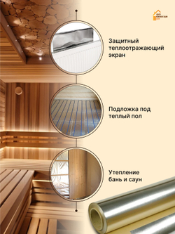 Отражающая пароизоляция, техническая фольга для бани