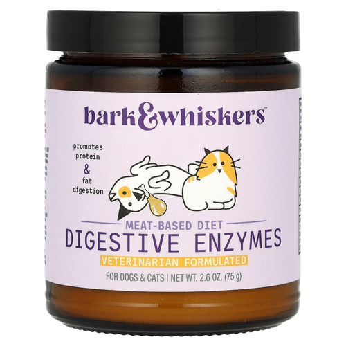 Dr. Mercola, Bark & Whiskers™, мясной рацион с пищеварительными ферментами, для собак и кошек, 75 г (2,6 унции)