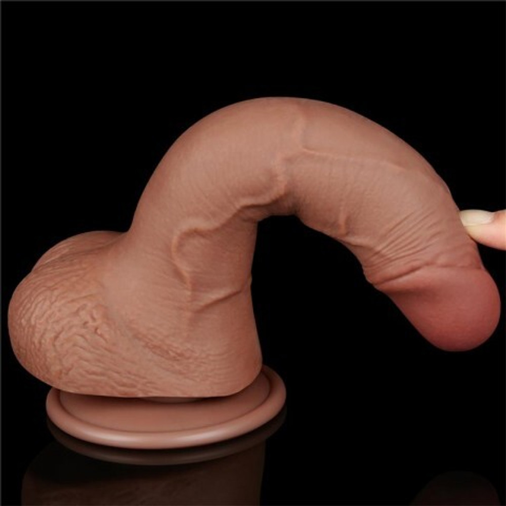 Реалистичный фаллоимитатор Lovetoy Sliding Skin (19,5×3,5 см) коричневый с двойной плотностью
