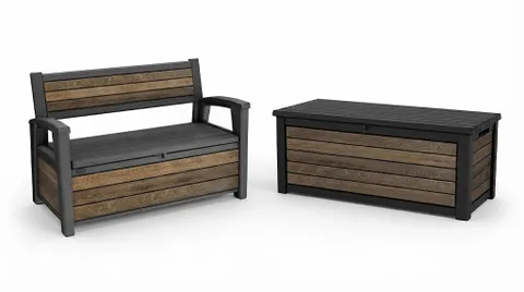 Keter Комплект для хранения: скамья "Deco Garden Bench" + сундук "Deco deck" 630л (темно-коричневый)