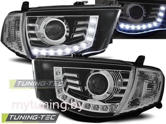 Передние фары Mitsubishi L200 daylight black