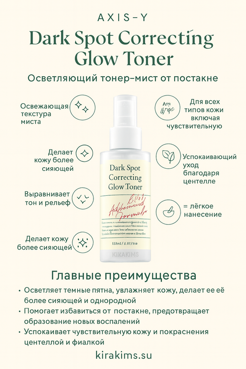 AXIS-Y Dark Spot Correcting Glow Toner - Осветляющий тонер-мист от постакне