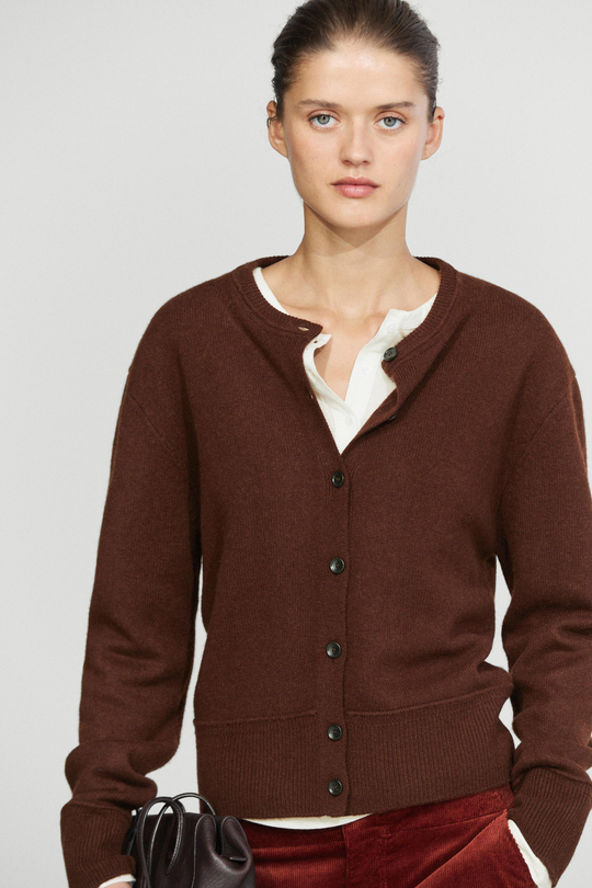 Massimo Dutti Короткий кардиган из 100% шерсти, гранатовый