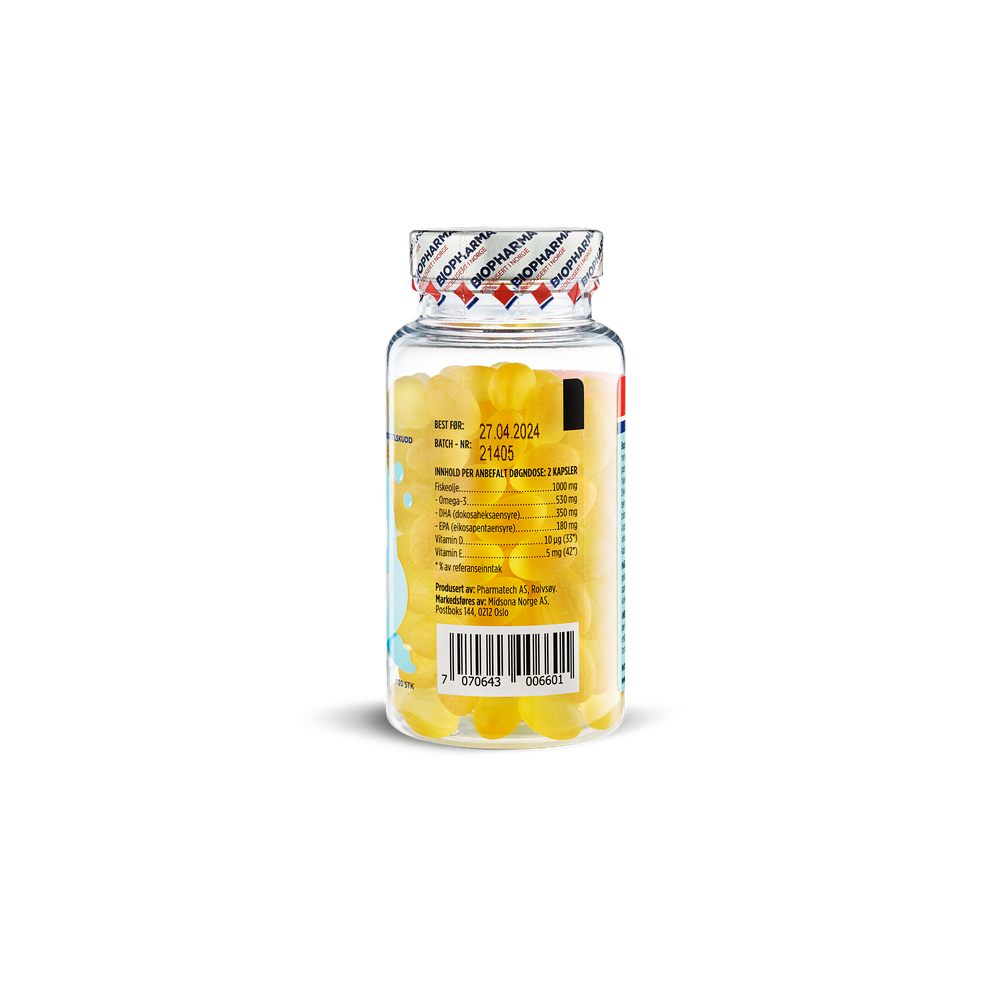Омега 3 для детей с витамином Д3 Biopharma Trippel Omega-3 Barn, 120 жевательных капсул