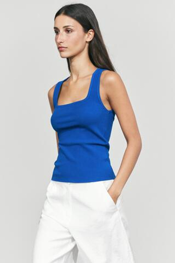 Massimo Dutti ТТоп с квадратным вырезом, синий электрик