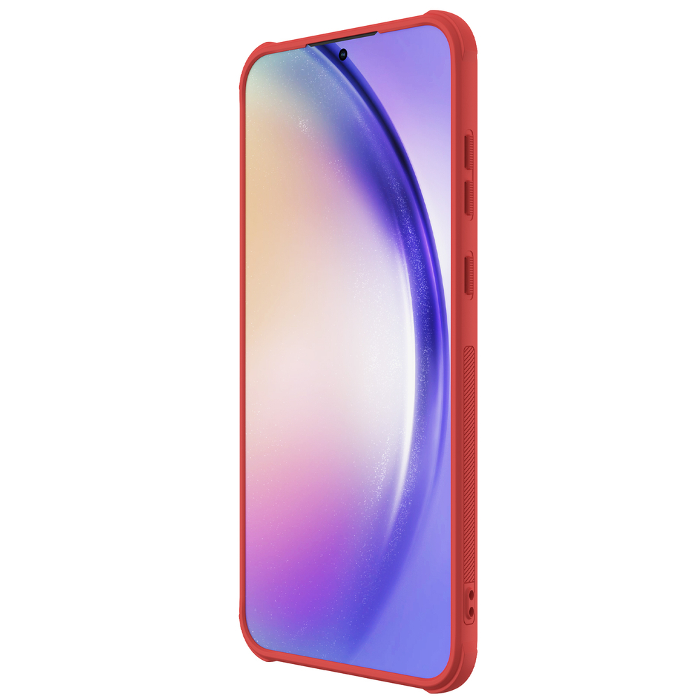 Двухкомпонентный усиленный чехол красного цвета от Nillkin для Samsung Galaxy A55, серия Super Frosted Shield Pro