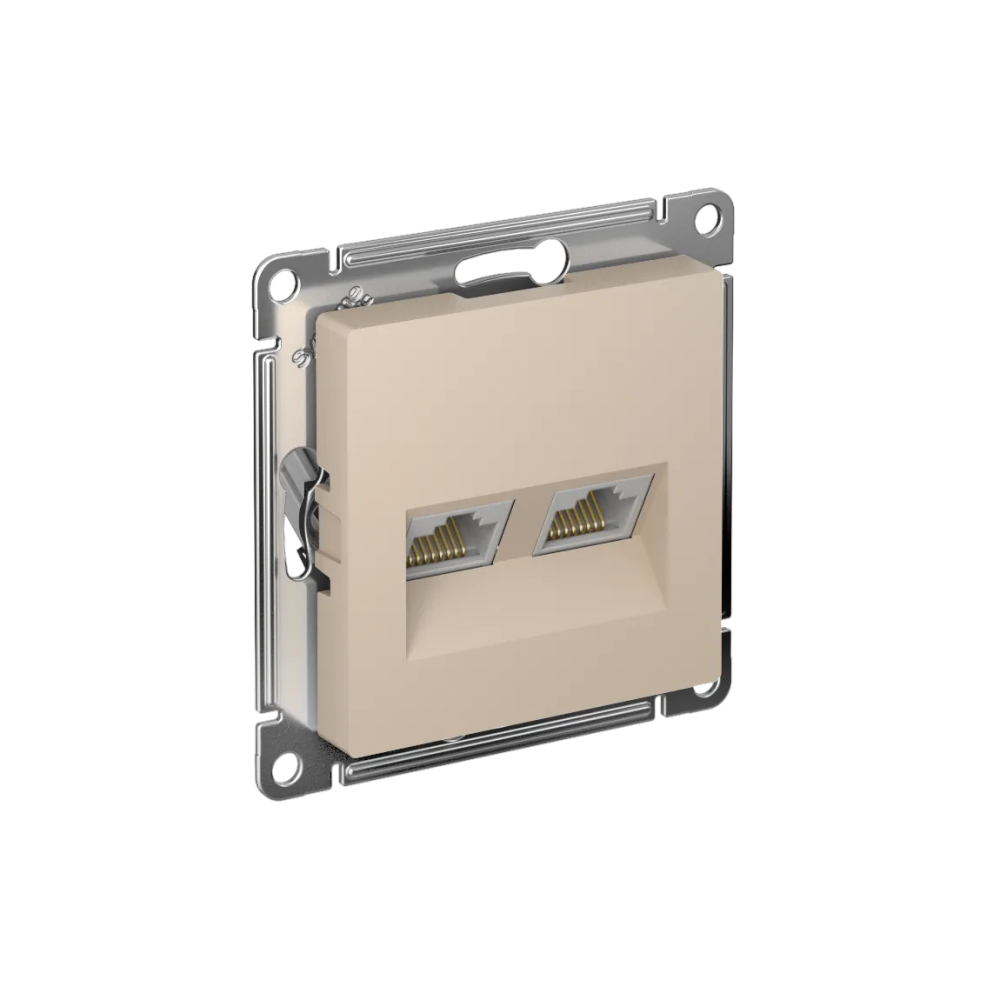 ATLASDESIGN РОЗЕТКА двойная компьютерная RJ45+RJ45 кат. 5e, механизм, ПЕСОЧНЫЙ