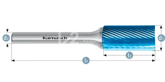 Борфреза твердосплавная Karnasch форма B, 2х11х3х38 мм, насечка HP-5, покрытие Blue-Tec, арт. 11.5013-010