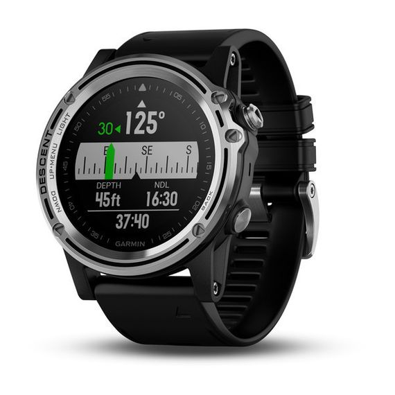 Умные часы - дайвинг компьютер Garmin Descent Mk1 Sapphire серебристые с черным силиконовым ремешком