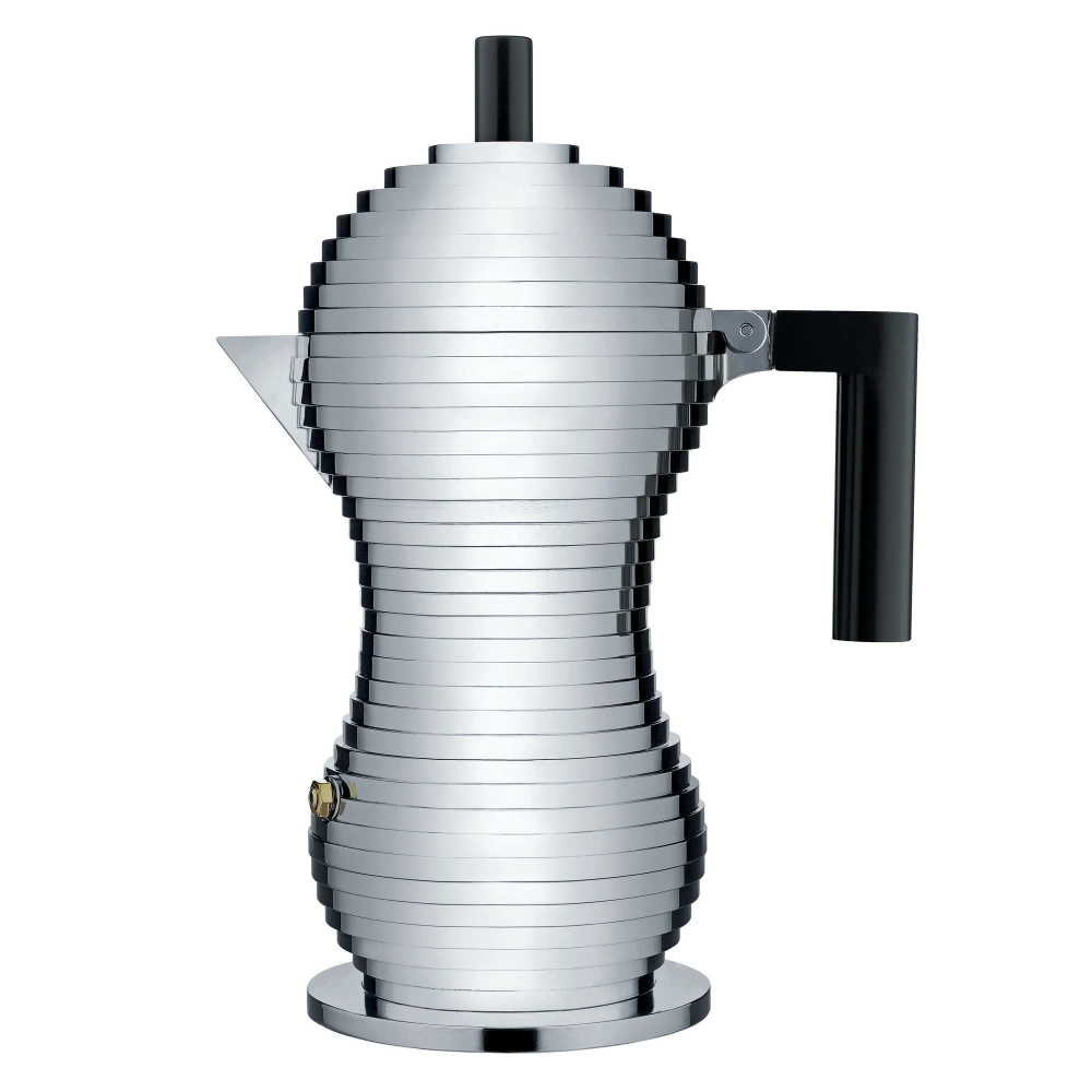 Alessi Алюминиевая турка кофеварка Pulcina на 6 чашек. черная ручка MDL02/6BCH
