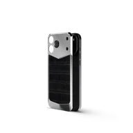 Чехол для iPhone 18 на магните - Натуральная кожа аллигатора - Чёрный