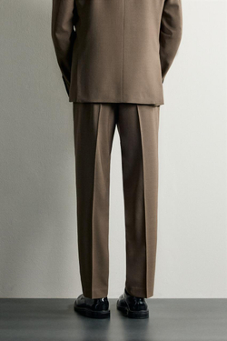 ZARA КОСТЮМНЫЕ БРЮКИ КЛАССИЧЕСКОГО КРОЯ, РЫЖЕВАТО-КОРИЧНЕВЫЙ