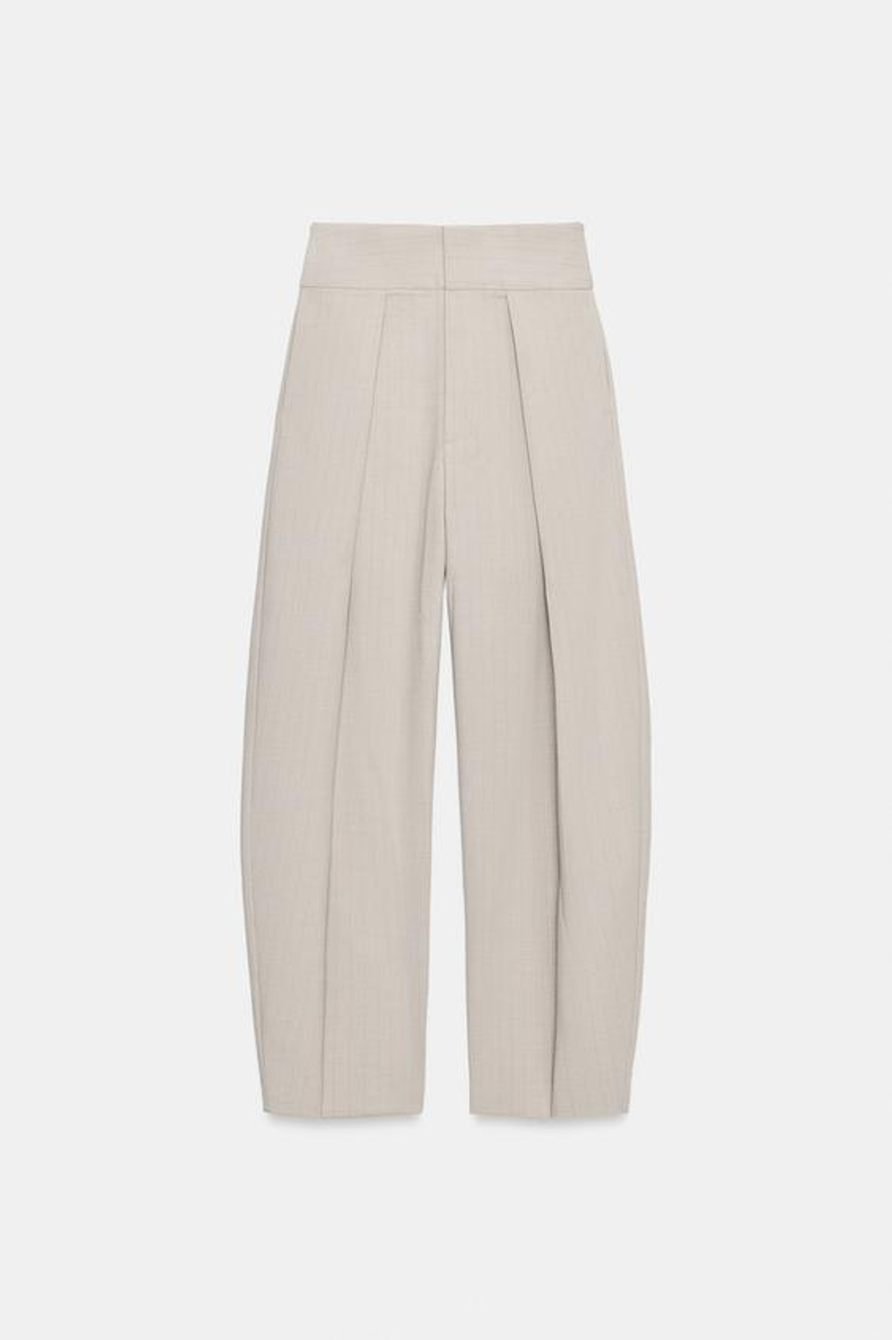 ZARA БРЮКИ BALLOON С ЗАЩИПАМИ, СЕРЫЙ/БЕЖЕВЫЙ