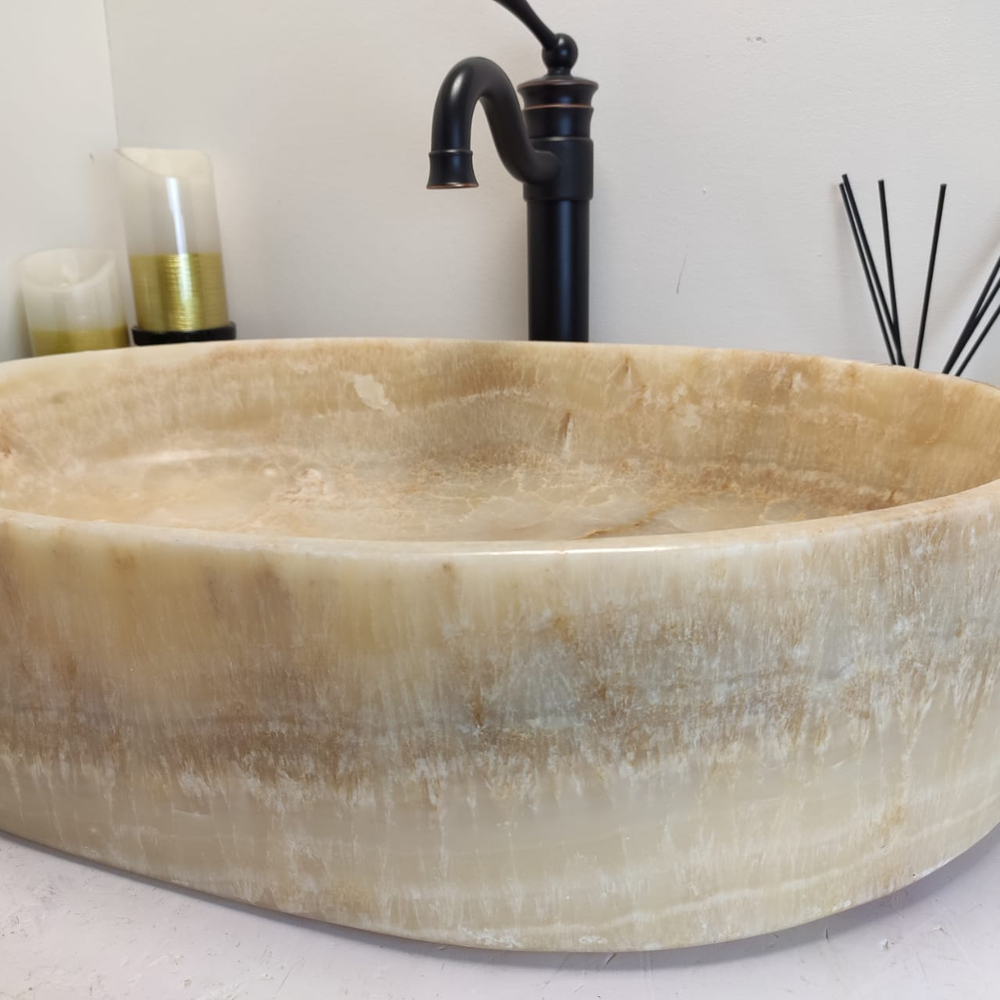Раковина из оникса Oval Yellow Big OY-60661 60x40x14 из натурального камня