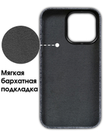 Мягкий тканевый чехол для IPHONE 15 PRO с бархатной подкладкой и усиленной защитой камеры