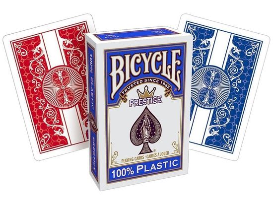 Карты "Bicycle Prestige Rider 100% Plastic Jumbo red/blue"