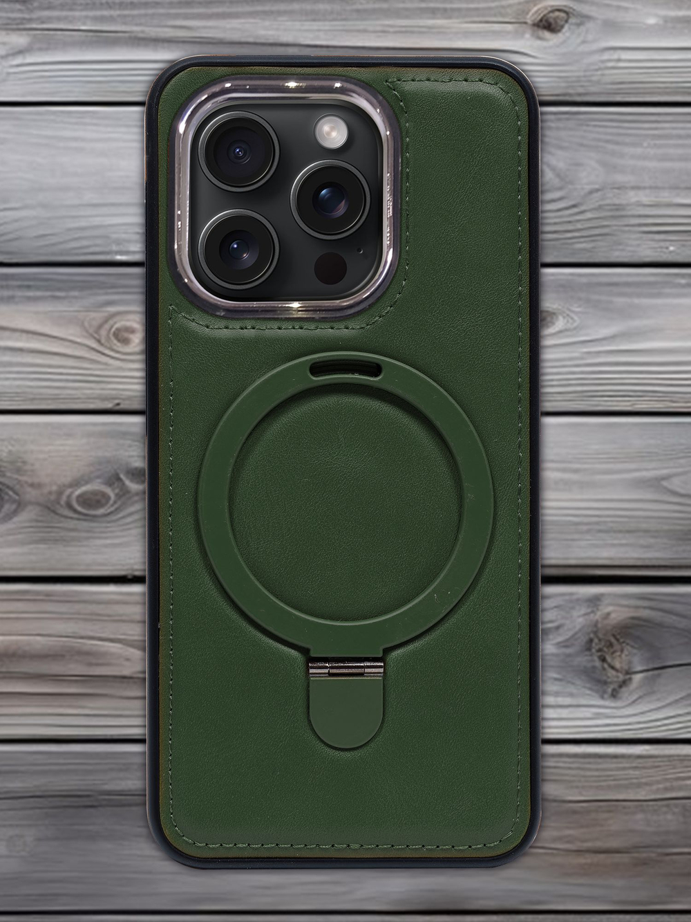 Business style чехол из кожи для IPHONE 14 PRO MAX с кольцом-подставкой и бархатной подкладкой