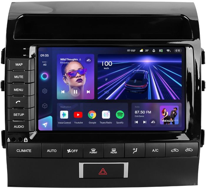 Магнитола для Toyota Land Cruiser 200 2007-2009 (климат на ШГУ) - Teyes CC3L монитор 9" IPS на Android 10, Быстрая, CarPlay, 4G SIM-слот