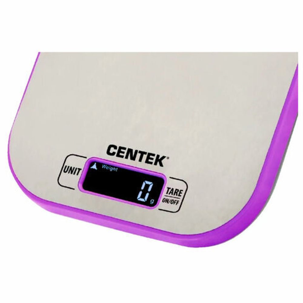 Весы кухонные CENTEK CT-2461, электронный дисплей, max вес 5 кг, тарокомпенсация, пластик/сталь
