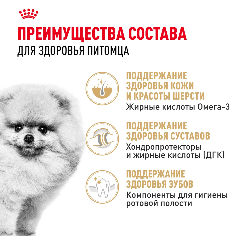 Royal Canin Pomeranian Adult Померанский Эдалт Корм сухой для взрослых собак породы Померанский Шпиц старше 8 месяцев 1,5кг
