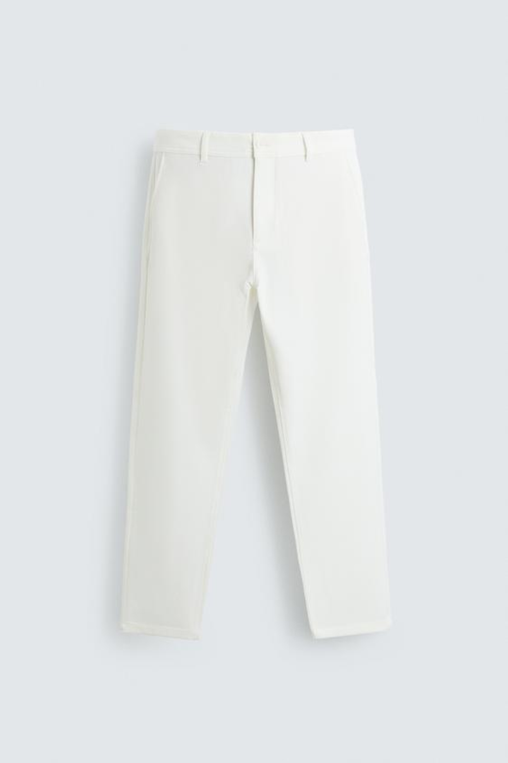 ZARA БРЮКИ ЧИНОС ИЗ КОМФОРТНОЙ РЕЛЬЕФНОЙ ТКАНИ, БЕЛЫЙ