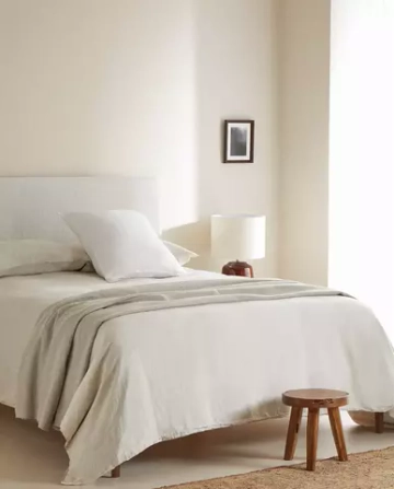 ZARA HOME ПОДОДЕЯЛЬНИК ИЗ СТИРАННОГО ЛЬНА, СВЕТЛО-БЕЖЕВЫЙ
