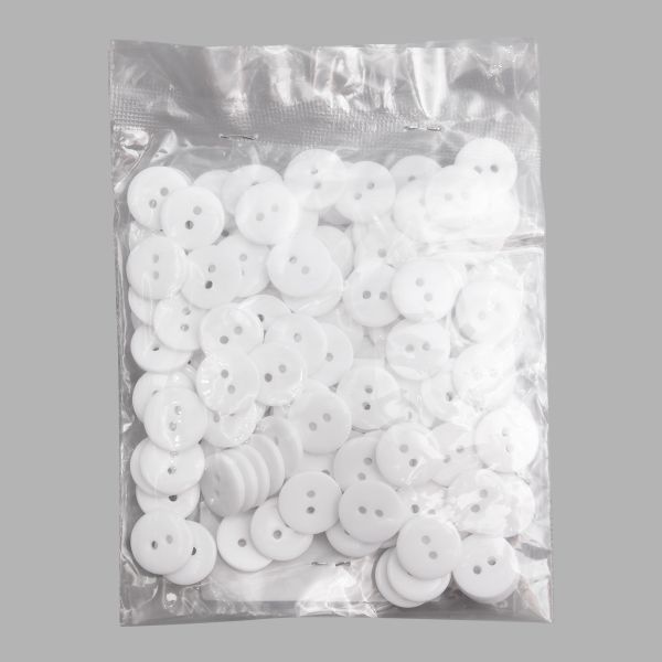 Пуговицы 2 прокола 24L=15 мм, (s.white (белый)), CX-K-22, 144 шт