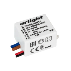 Блок питания ARJ-KE04350-MINI (1.4W, 350mA) (Arlight, IP20 Пластик, 5 лет) 030182