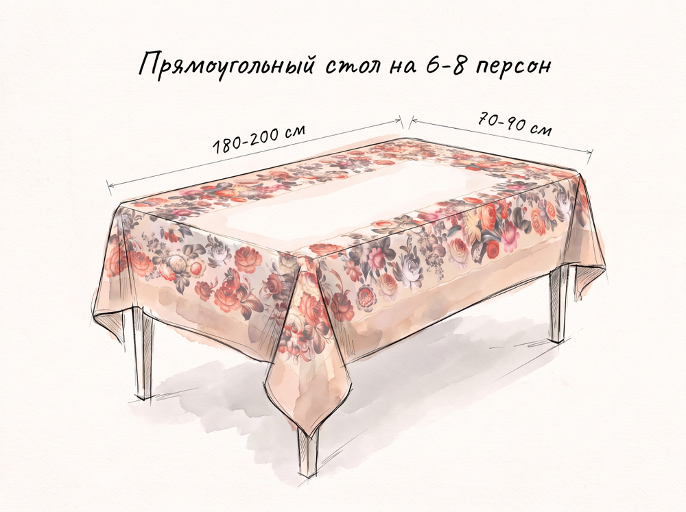 Скатерть 130х240 см (прямоугольная, хлопковая)