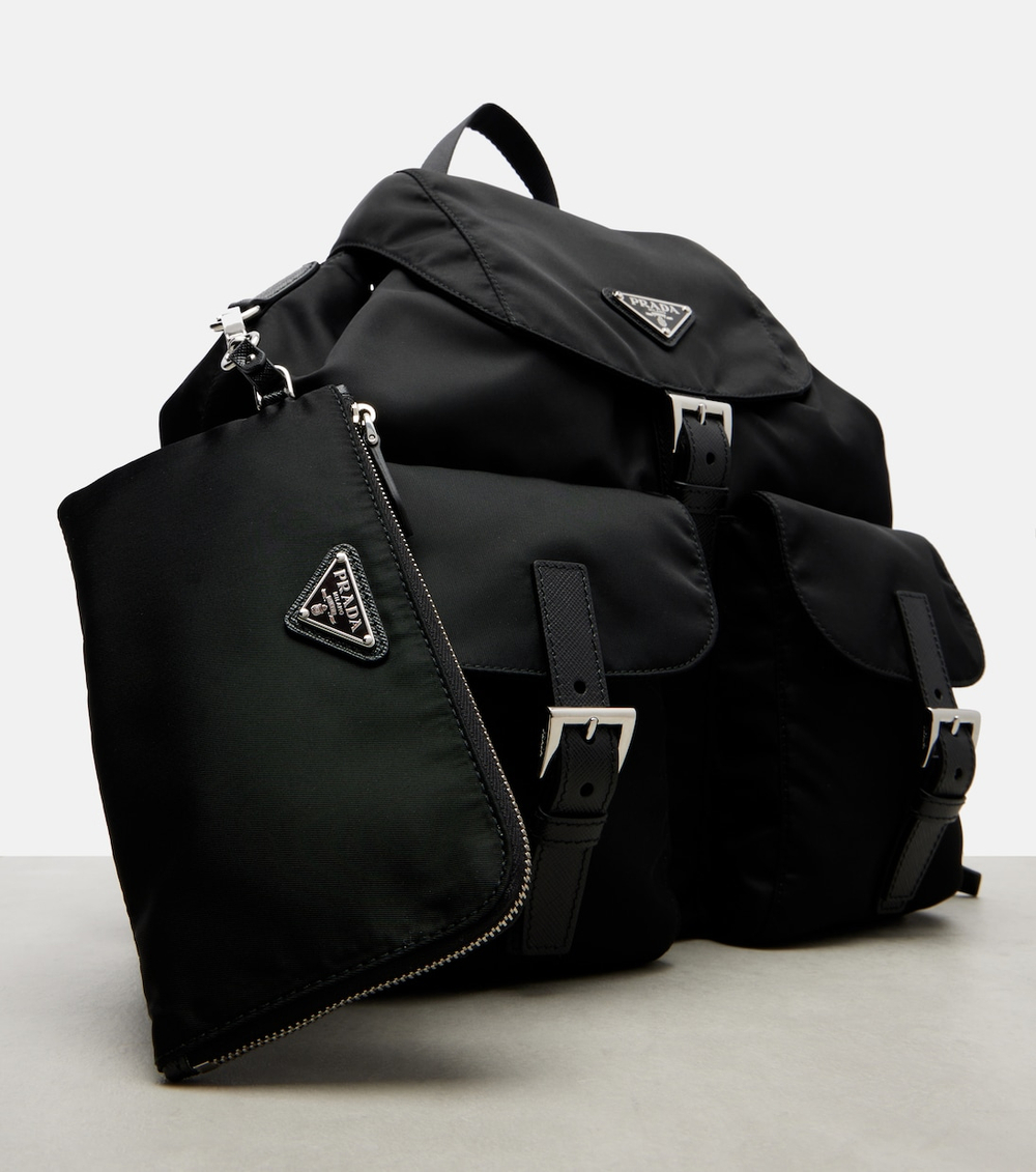 Рюкзак Prada Re-Nylon Medium Leather-Trimmed "Black"
