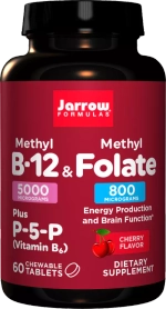 Jarrow formulas methyl B-12 & Methyl Folate 60tab cherry.