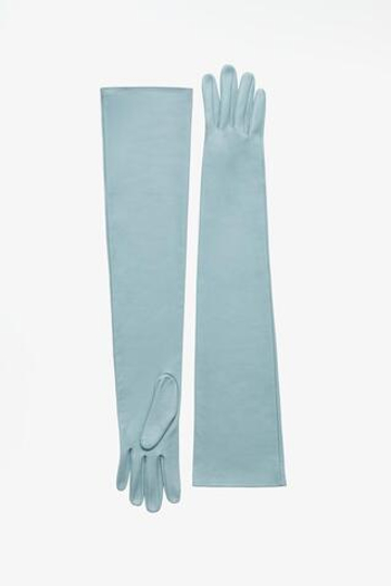 ZARA X JOHN GALLIANO ДЛИННЫЕ ПЕРЧАТКИ ИЗ 100% КОЖИ LIMITED EDITION, СВЕТЛО-ГОЛУБОЙ