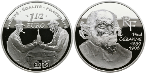 1,5 евро 2006 год. Франция. Художник Поль Сезанн. Серебро