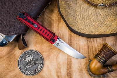 Складной нож Whisper CPM S35VN StoneWash Red, на подшипнике