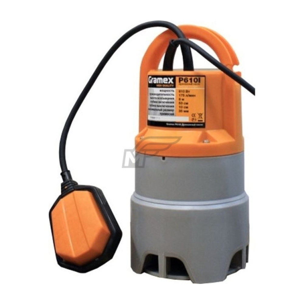 Насос дренажный Gramex P610I  (610 Вт,175л/мин,глуб.всасывания 8м.макс размер частиц35мм(01440)
