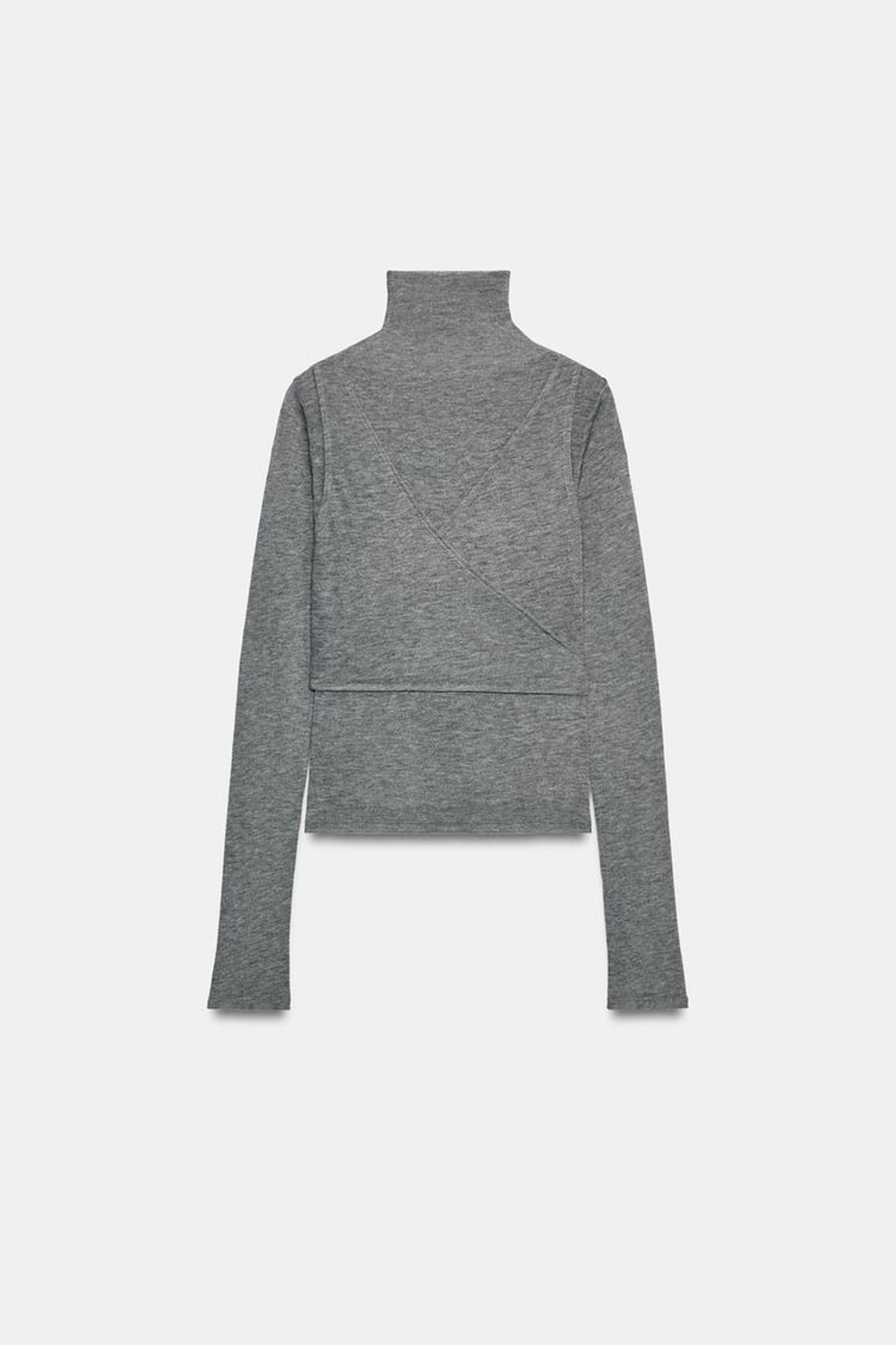 ZARA ТОП ДВОЙНОЙ С ЗАВЯЗКАМИ, СЕРЫЙ МЕЛАНЖ