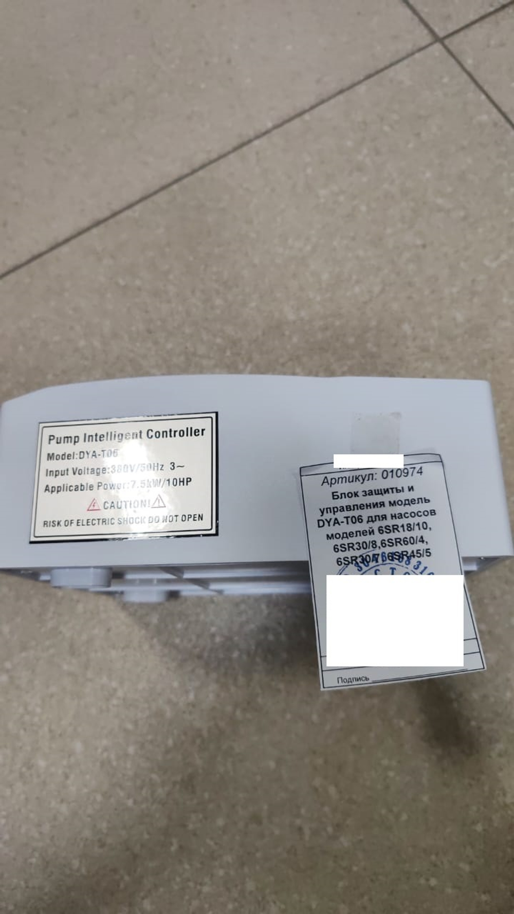 Блок защиты и управления модель DYA-T06 для насосов моделей 6SR18/10, 6SR30/8,6SR60/4, 6SR30/7, 6SR45/5