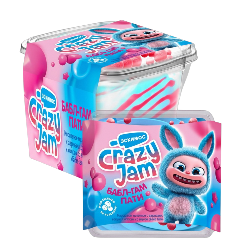 Мороженное CRAZY JAM  БАБЛ-ГАМ ПАТИ креманка с ложк 180гр