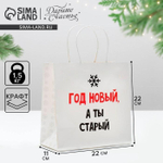 Пакет подарочный "Год новый, а ты старый" 22×22×11см (Дарите Счастье)