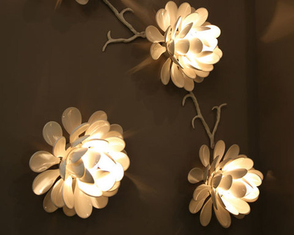 Wall composition made of Nymphea wall lamp