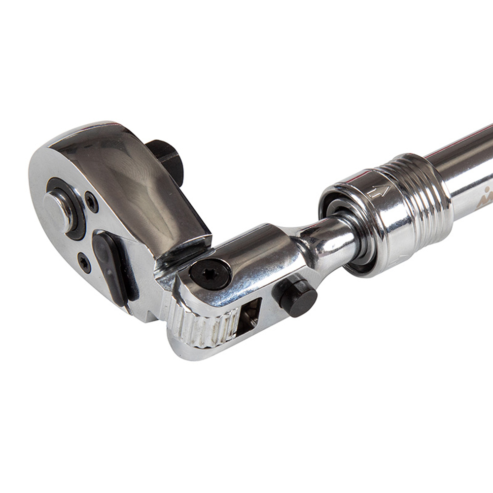 МАСТАК (010-33814) Трещотка 3/8", 250-350 мм, 72 зубца, флажковая с кнопкой, шарнирная, телескопическая с фиксатором