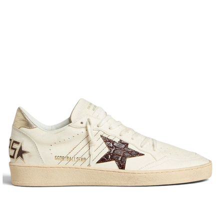 Women’s Ball Star with burgundy croc-print leather star and gold heel tab