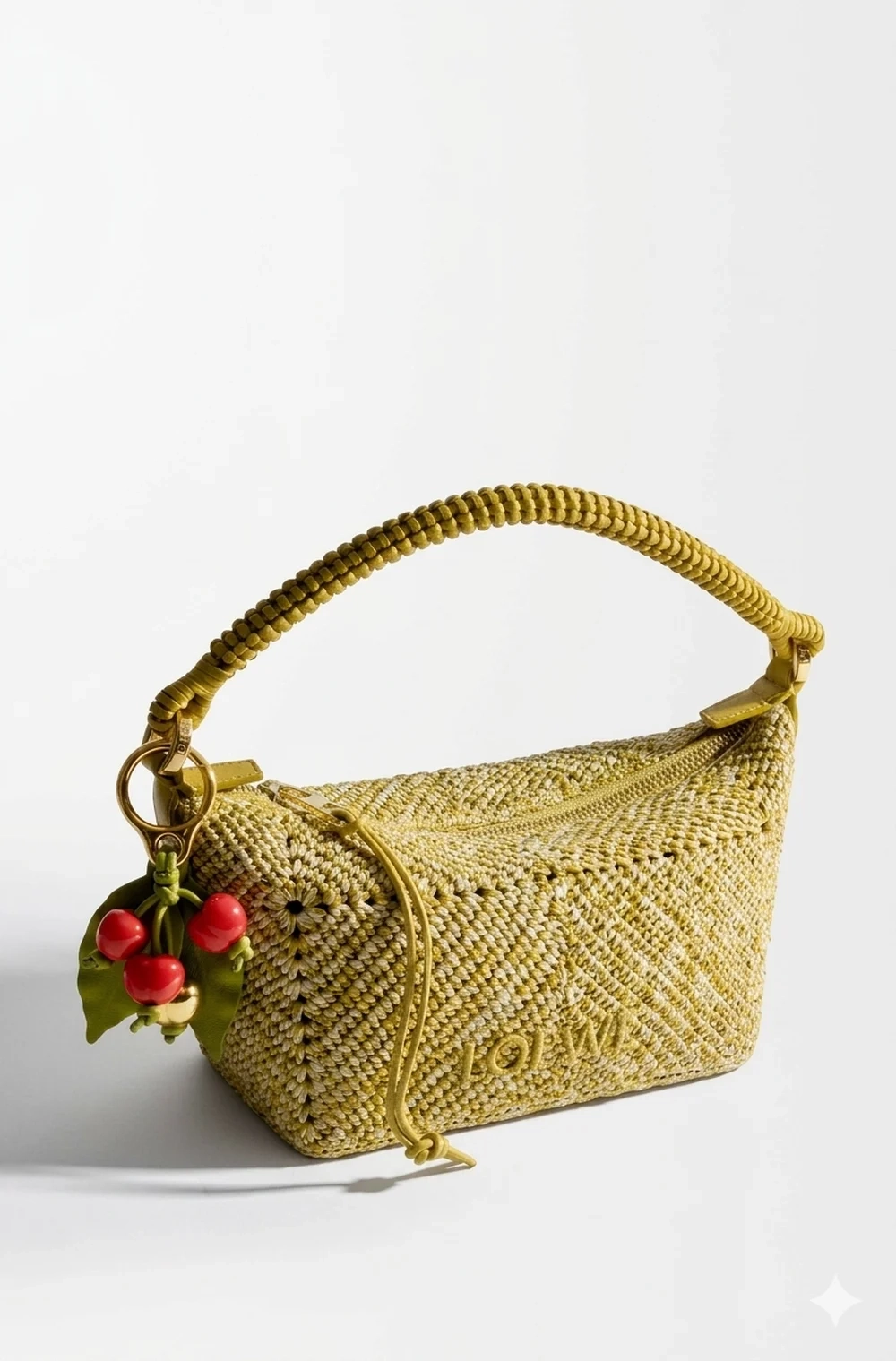 Loewe Мини-сумка Cala из телячьей кожи и рафии, горчичный
