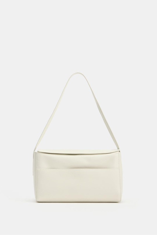 ZARA КОЖАНАЯ СУМКА НА ПЛЕЧО, БЕЛЫЙ