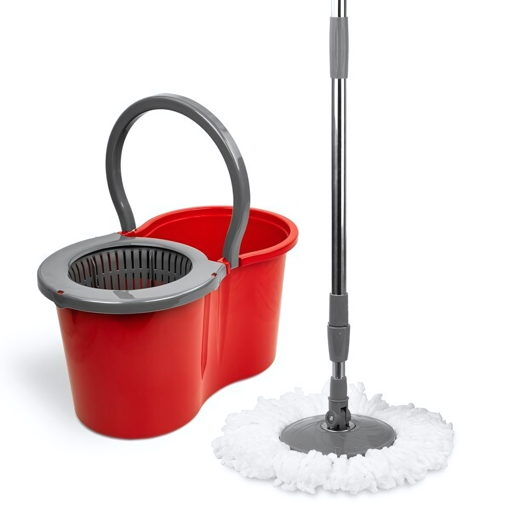 Набор для уборки СПИН МОП (SPIN MOP) 16л. (ведро с отжимом + швабра + насадка) цвет красный