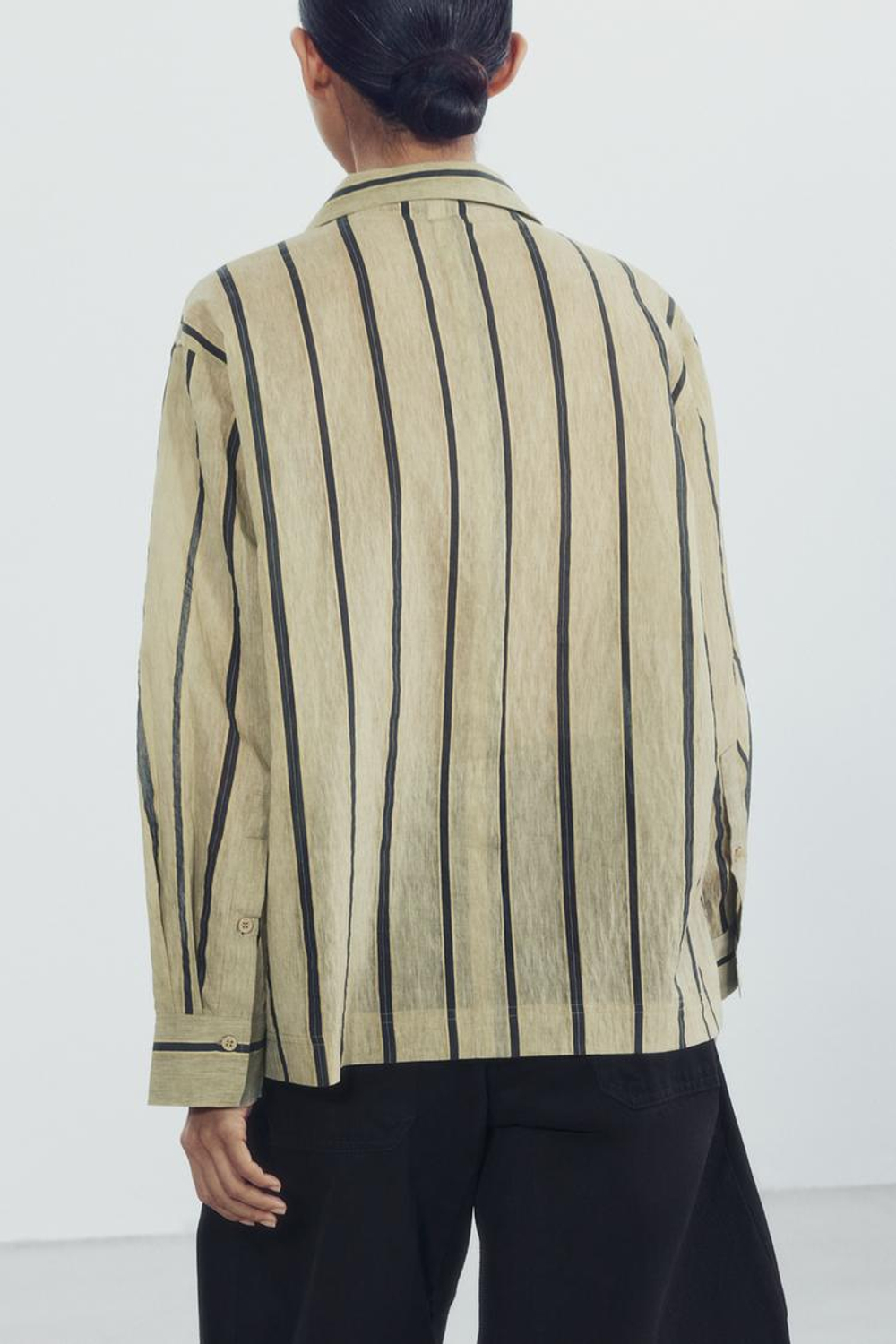 ZARA РУБАШКА НА ЗАПАХ С КАРМАНАМИ — ZW COLLECTION, ПОЛОСКИ