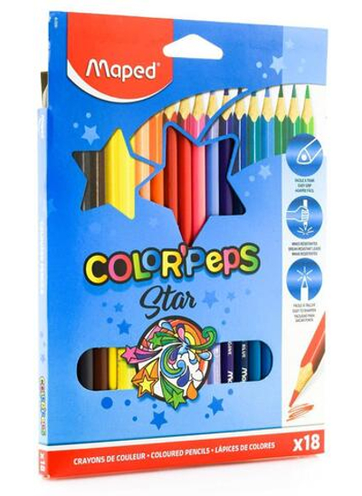 Карандаши 18цв. COLOR'PEPS треугол. ударопрочный футляр (Maped)